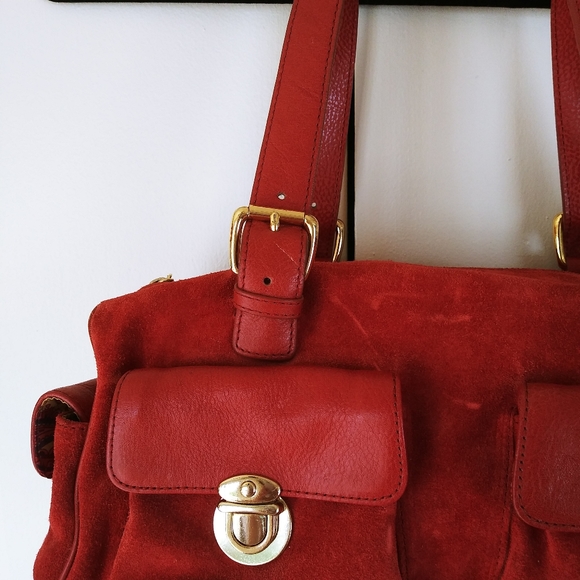Maxx Studio Red Suede Purse 7-i - Picture 7 of 9